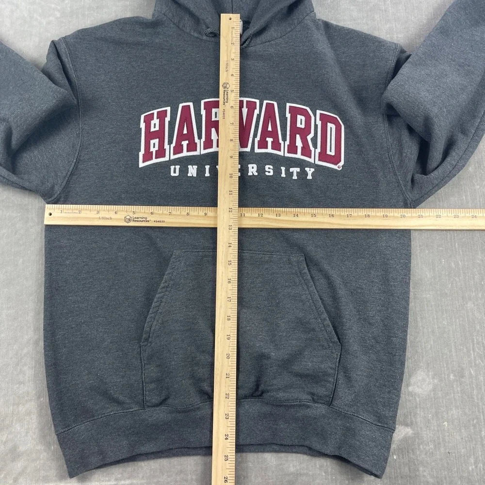 Harvard University Champion Mens Medium Gray Hoodie Pullover Sweatshirt